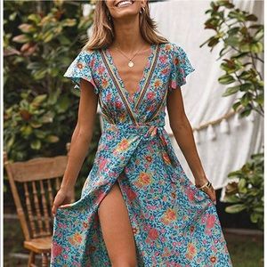Medium wrap boho dress